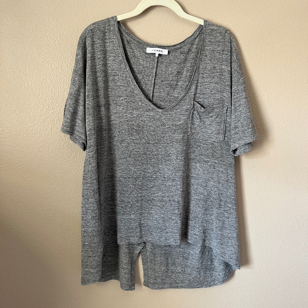 FRAME Gray Hi Low Shirt